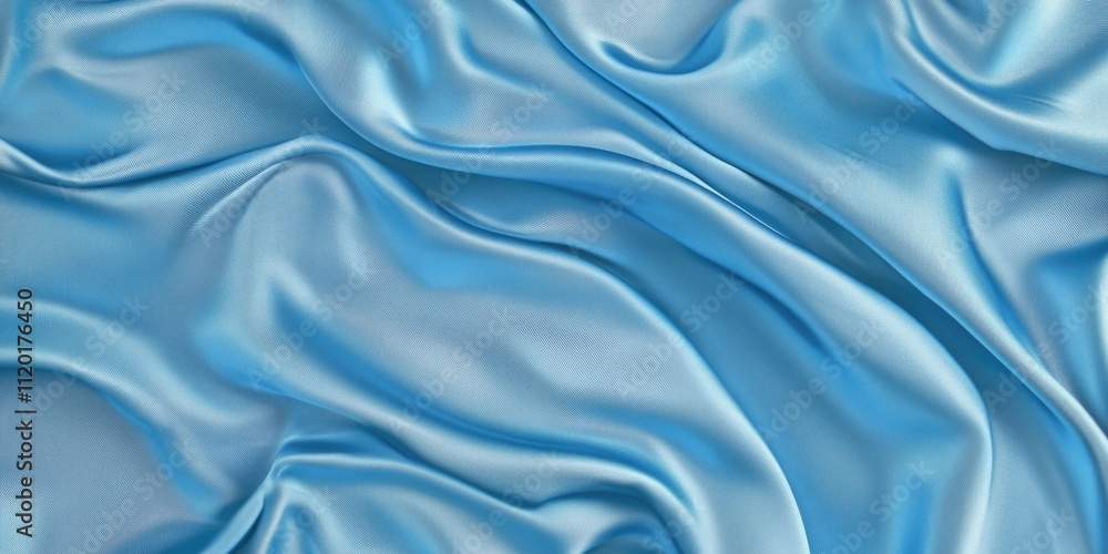 Obraz premium Abstract flowing silk fabric texture, beautiful draped shimmering satin background in baby blue