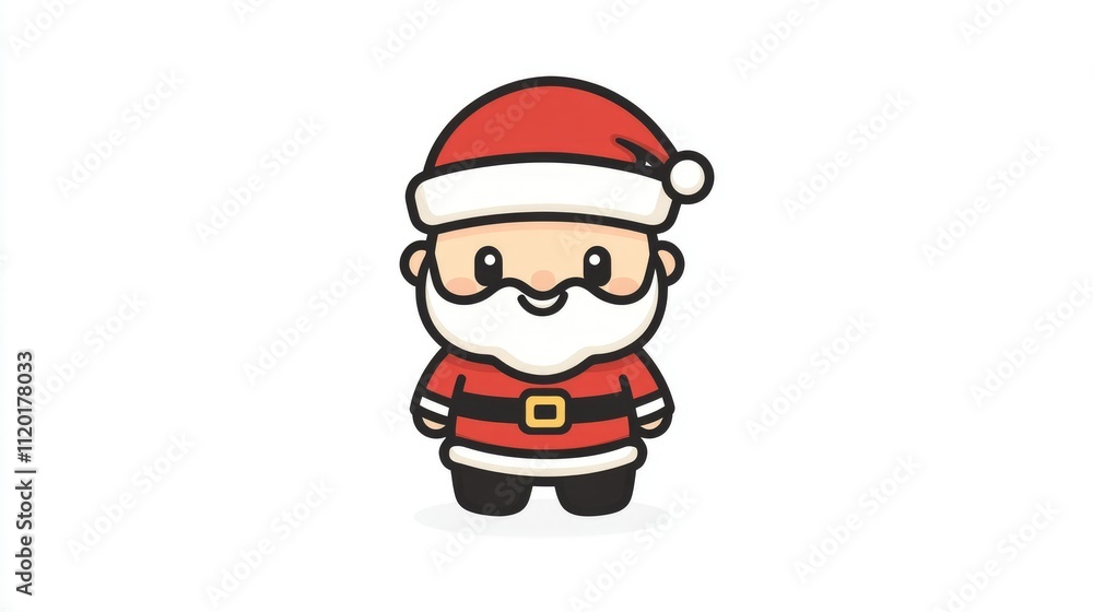 Cute Christmas character Santa Claus in red coat and hat