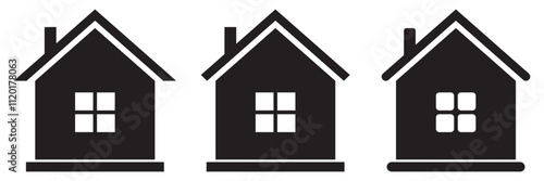 House icons set. Home icon collection. Real estate icon. Flat style houses symbols for apps and websites. Vector illustration.