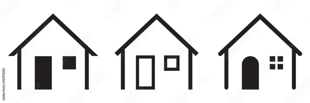 Web home icon for apps and websites. Collection home icons. House symbol Web home icon for apps and websites. Collection home icons. House symbol