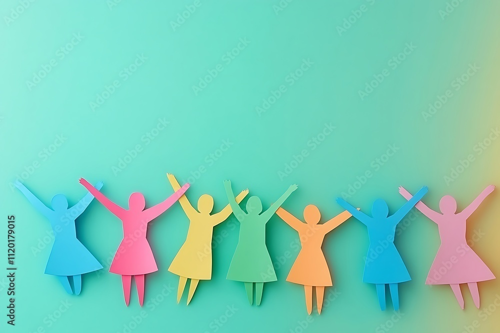 Happy Diverse Paper People Community