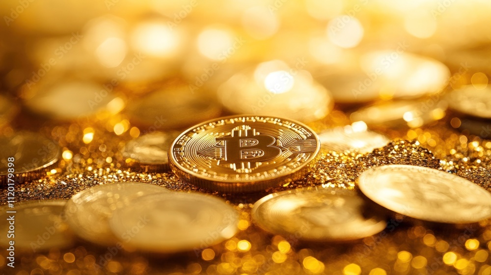 Gold Bitcoin cryptocurrency coin among others. Gold Bitcoin cryptocurrency coin among others.