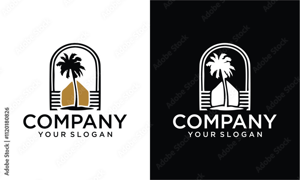 Creative vector palm tree logo design Creative vector palm tree logo design