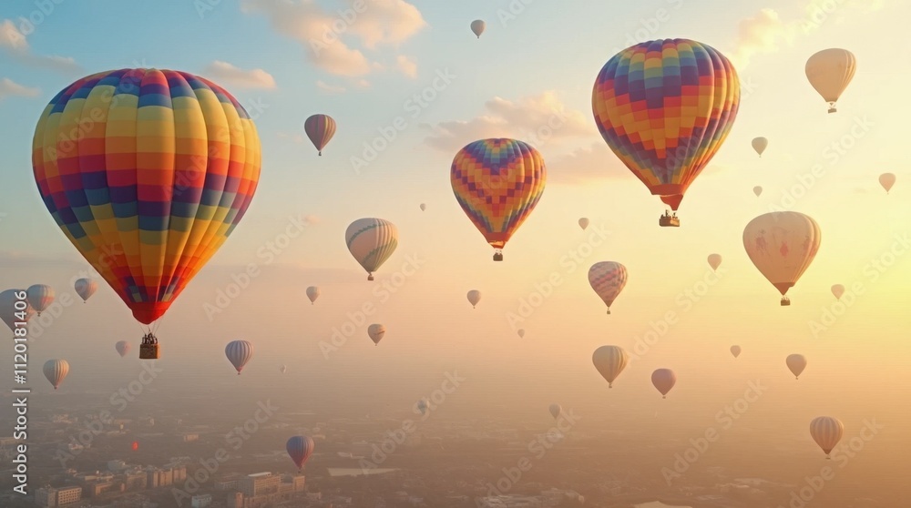 Obraz premium Colorful Hot Air Balloons at Sunrise