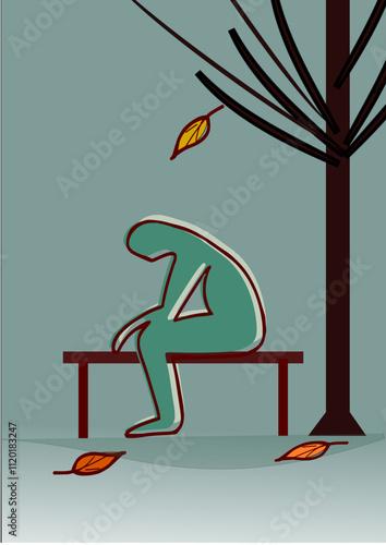 L'homme triste assis sur un banc