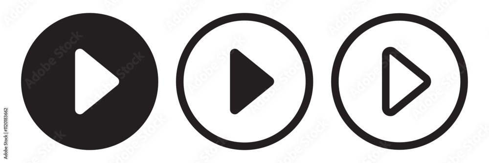 Play icon set in different styles. Video play button signs isolated background. Play icon set in different styles. Video play button signs isolated background.