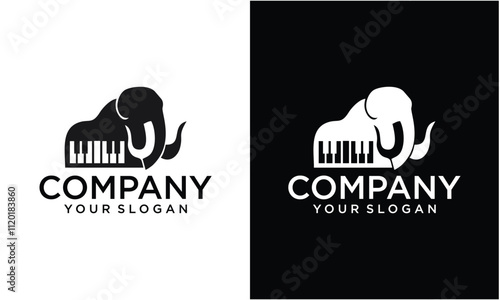 Creative Illustration vector graphic template of elephant piano