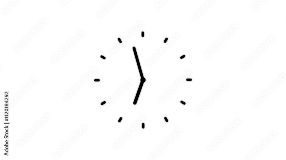 Stopwatch animation. Clock icon animation. clock's hand speed rotation. Clock icon with moving arrows. analog clock icon with moving arrows in seamless 12 hour loop on white background. Stopwatch animation. Clock icon animation. clock's hand speed rotation. Clock icon with moving arrows. analog clock icon with moving arrows in seamless 12 hour loop on white background.