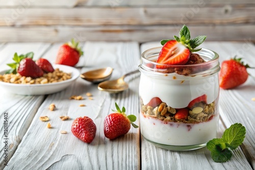 Delicious Strawberry Yogurt Granola Muesli Breakfast Jar - Healthy Recipe Idea