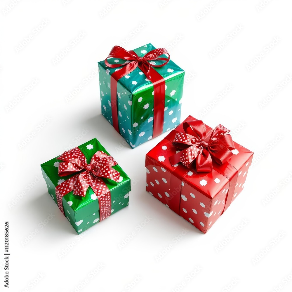 Fototapeta premium christmas gift box on a solid white background for web, print or creative projects. AI Rendered. White background easily removed for integration into your projects.