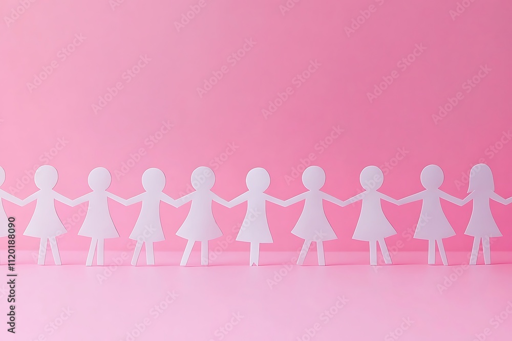 Linked Paper Dolls Feminine Unity and Togetherness Linked Paper Dolls Feminine Unity and Togetherness