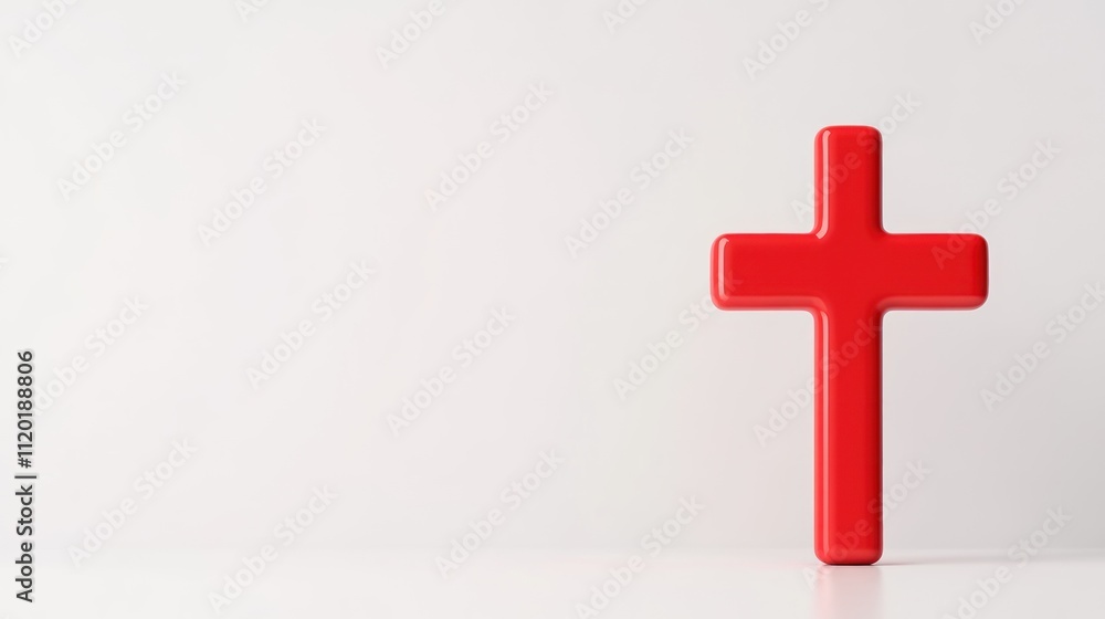 Obraz premium A red cross symbol on a white background, representing faith.