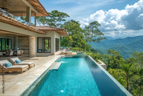 Wallpaper Mural Luxurious infinity pool overlooking tropical rainforest mountains in modern villa Torontodigital.ca