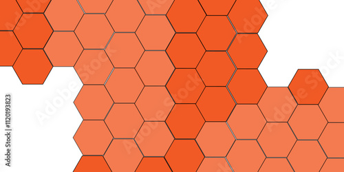 orange hexagon 3D background texture. modern abstract polygonal pattern. 3d rendering illustration. Futuristic abstract banner. black lines 3d Hexagonal. honeycomb orange Background.