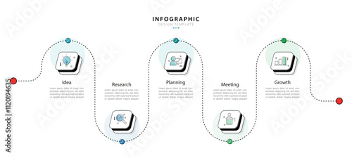 Timeline infographic template. 5 Step timeline journey, calendar Flat simple infographics design template. presentation graph. Business concept with 5 options, vector illustration.