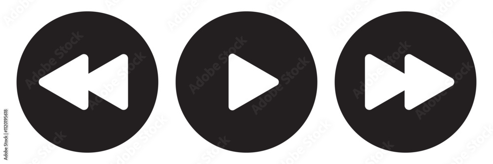 Black play button icon set isolated on white background. Black play button icon set isolated on white background.
