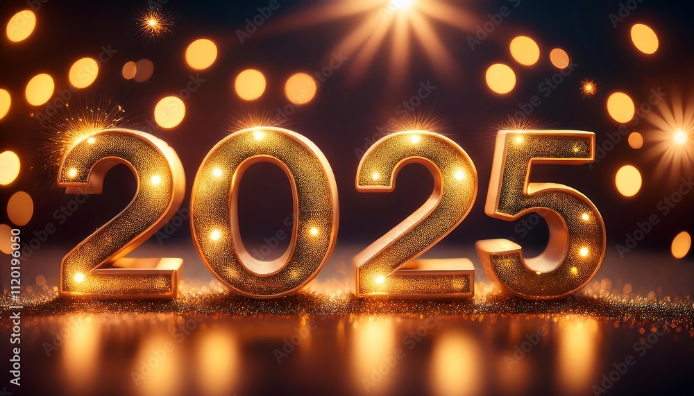Celebrate the arrival of 2025 with glittering lights and a festive atmosphere. Generative AI Celebrate the arrival of 2025 with glittering lights and a festive atmosphere. Generative AI