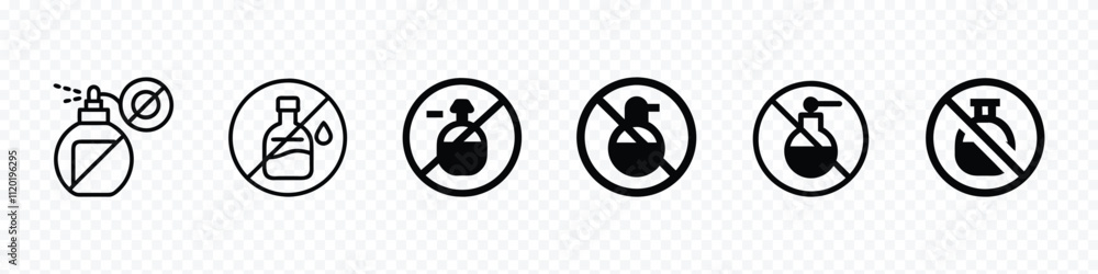 Forbidden perfume sign icon set, no perfumes icon, symbol of perfume free, Allergy Warning Forbidden Perfume Sign for Fragrance Free Zones Forbidden perfume sign icon set, no perfumes icon, symbol of perfume free, Allergy Warning Forbidden Perfume Sign for Fragrance Free Zones