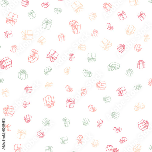 Abstract Gift Boxes Random Pattern In Retro Style, Geometric Background.
