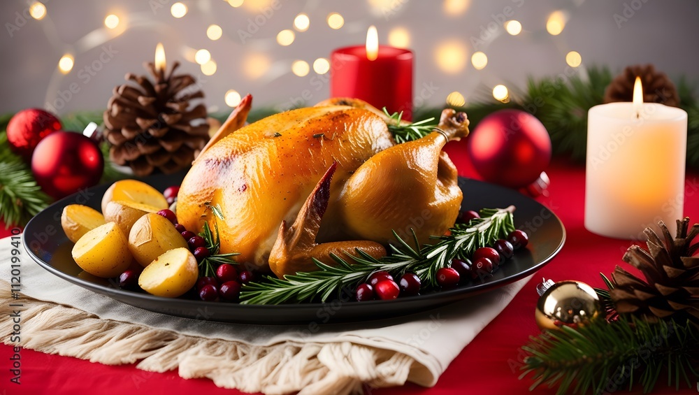 Savor the Flavors of Christmas A Mouthwatering Turkey Feast. A golden-brown roasted turkey on a white plate with green garnish and orange slices. Savor the Flavors of Christmas A Mouthwatering Turkey Feast. A golden-brown roasted turkey on a white plate with green garnish and orange slices.