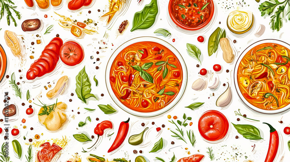 Colorful array of pasta dishes showcasing fresh ingredients and culinary creativity Colorful array of pasta dishes showcasing fresh ingredients and culinary creativity