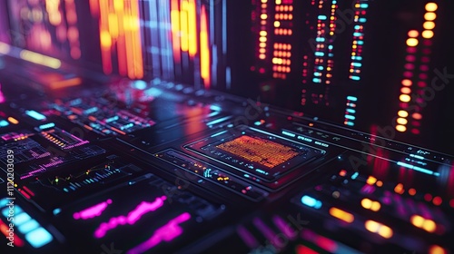 Wallpaper Mural Futuristic digital interface with glowing circuits and data streams. Torontodigital.ca