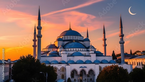 Beautiful Blue mosque with foreground photo