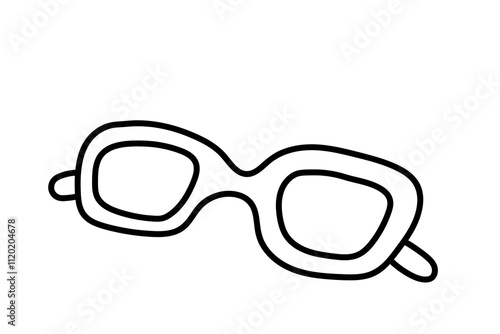 Glasses. Black and white illustration, hand drawn coloring.