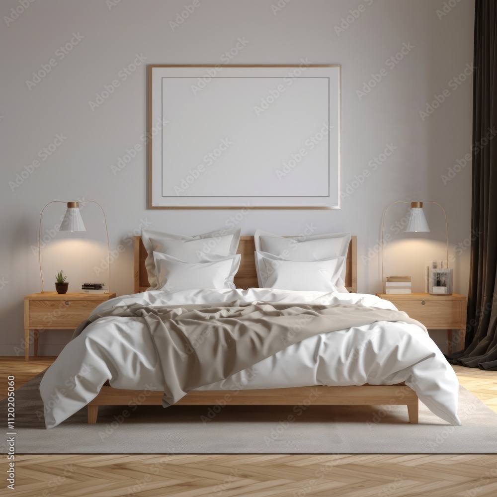 Φωτογραφία Wide Shot of 8K Bedroom Poster Mockup