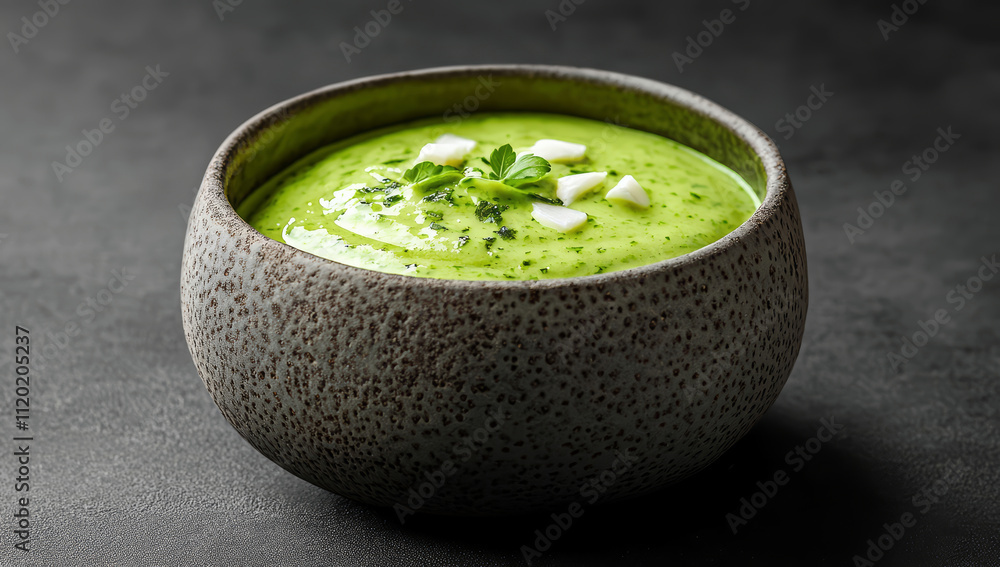 vibrant green sauce made with boiled eggs, served in a rustic ceramic bowl vibrant green sauce made with boiled eggs, served in a rustic ceramic bowl