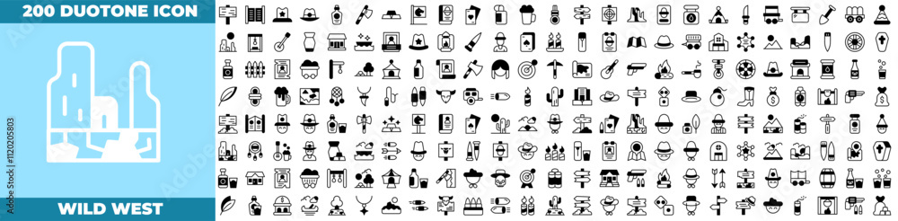 Wild West Duotone Editable Icons set. Wild West Duotone Editable Icons set.