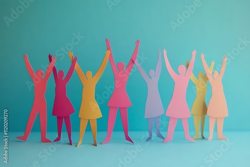 Pastel Paper People Celebrating Unity photo