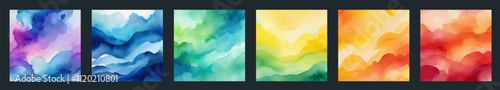 Big set of bright vector colorful watercolor background for poster, brochure or flyer