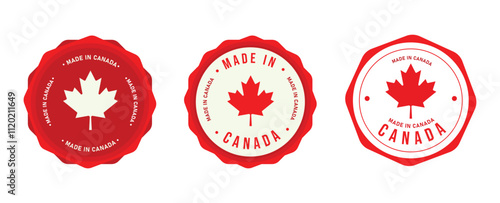 Made in Canada labels and icons set. Canada Made icons, stickers and labels set. Canadian Product Stickers. Vector illustration