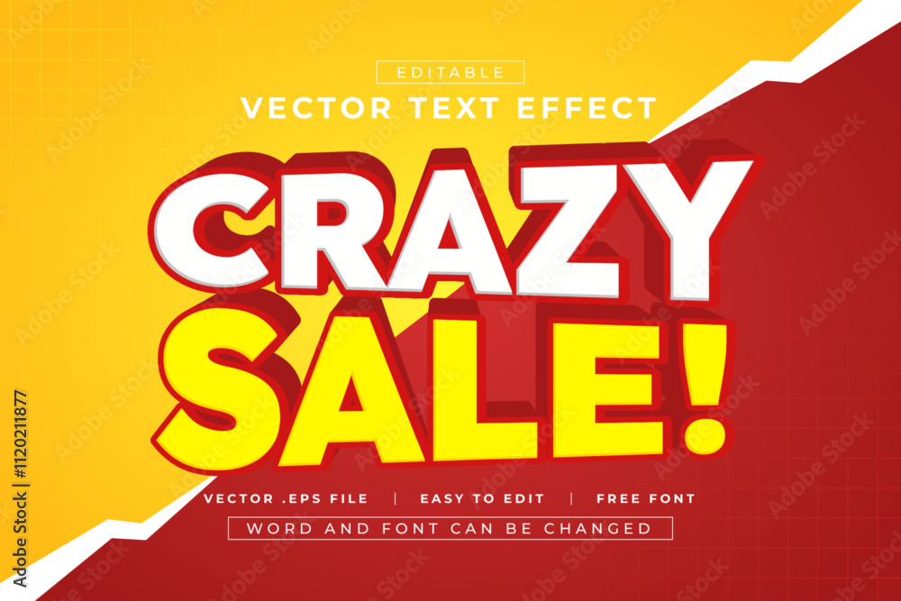 Fototapeta premium Crazy Sale vector editable text effect
