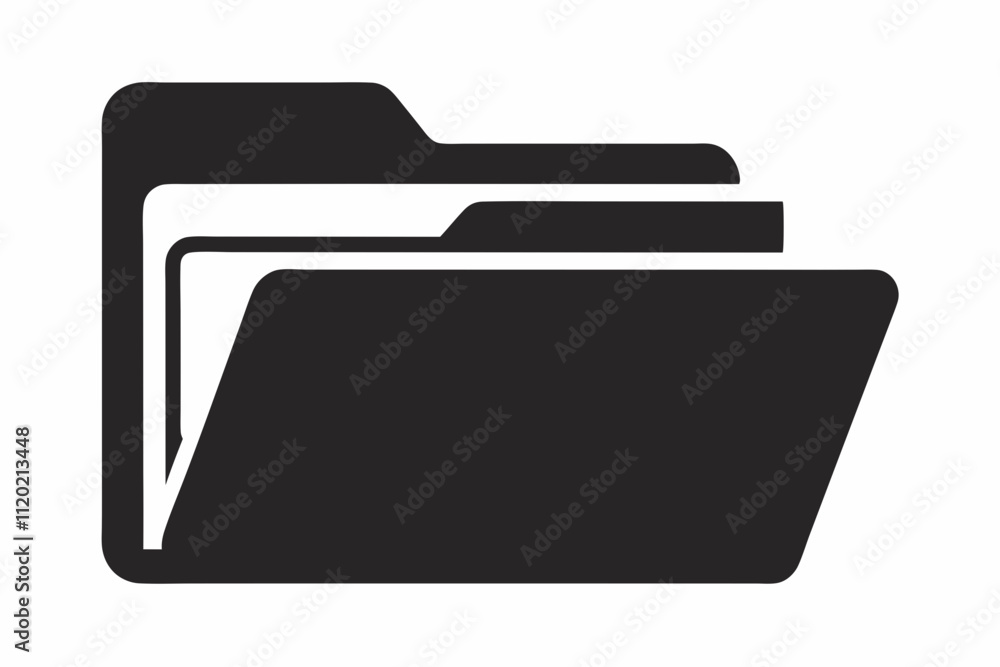 Document Folder icon vector silhouette black design white background Document Folder icon vector silhouette black design white background