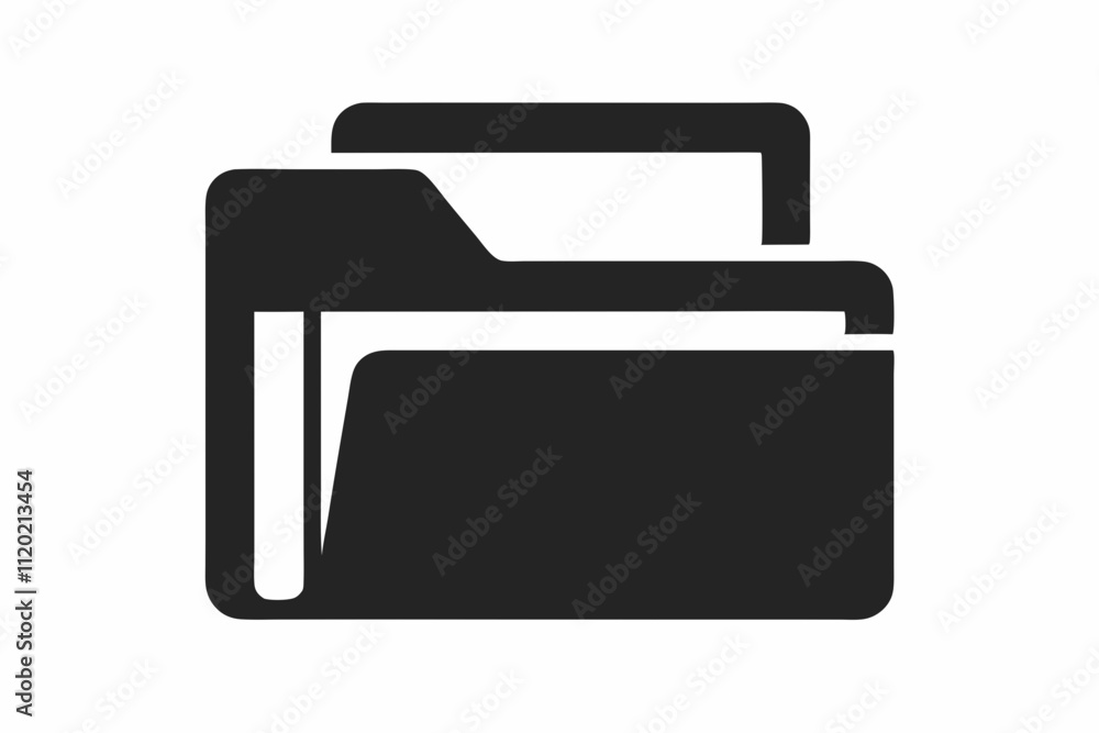 Document Folder icon vector silhouette black design white background Document Folder icon vector silhouette black design white background