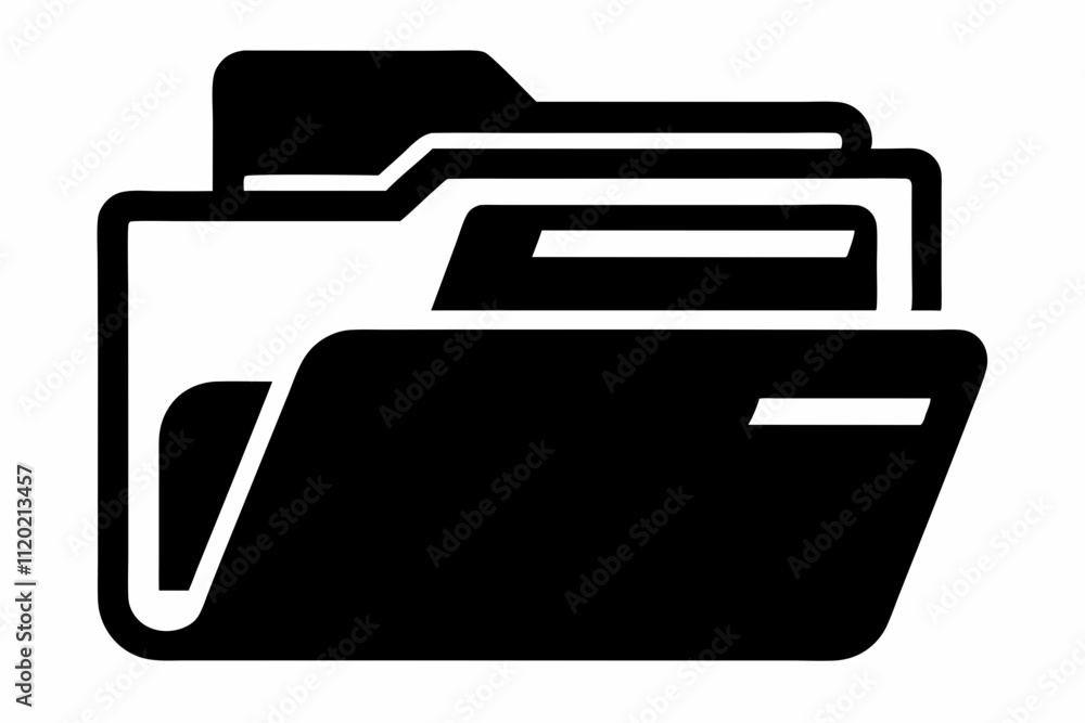Document Folder icon vector silhouette black design white background Document Folder icon vector silhouette black design white background