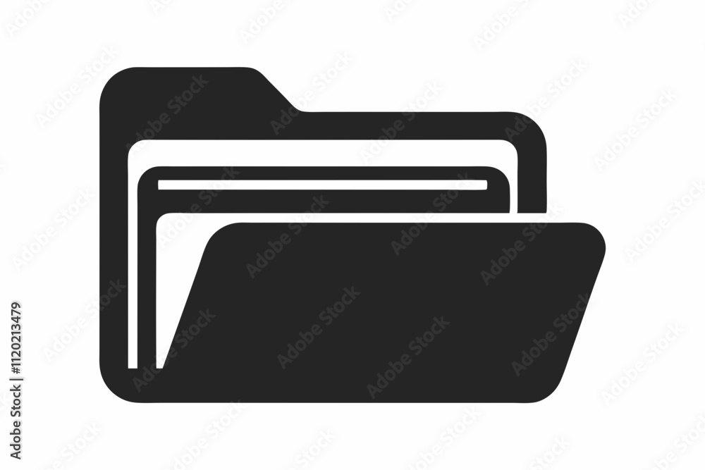 Document Folder icon vector silhouette black design white background Document Folder icon vector silhouette black design white background