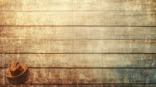 A rustic wooden background featuring a cowboy hat, evoking a warm, nostalgic atmosphere of western themes and country living.