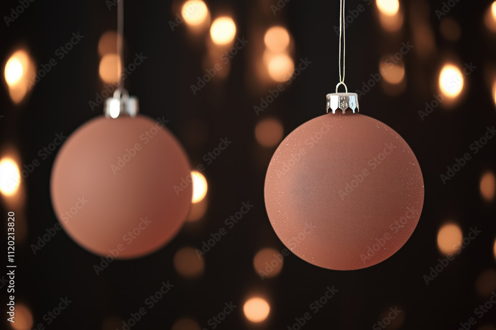 sparkling mocha mousse christmas bauble in soft focus against a blurred background of festive lights, color of the year 2025 sparkling mocha mousse christmas bauble in soft focus against a blurred background of festive lights, color of the year 2025