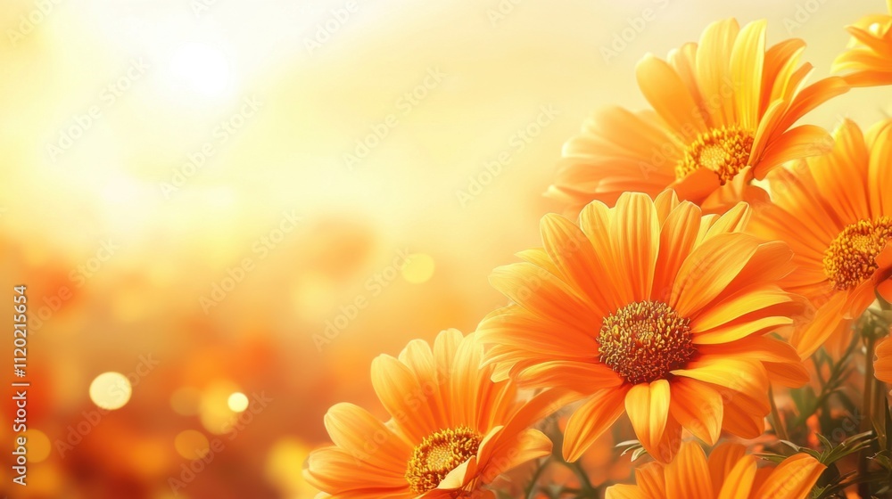 Bright orange marigold flowers bloom energetically, soaking up the warm sunlight during the enchanting golden hour. The stunning petals radiate beauty in the gentle light Bright orange marigold flowers bloom energetically, soaking up the warm sunlight during the enchanting golden hour. The stunning petals radiate beauty in the gentle light