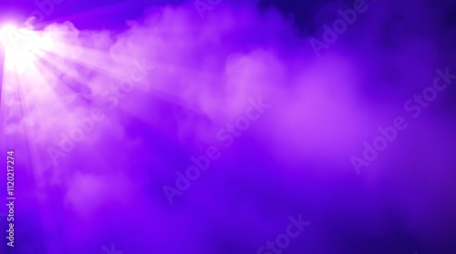 Purple Haze Stage Light: Dramatic purple and white light beams cutting through thick fog or smoke on a stage. Ideal for concert, music, event, and party themes. 