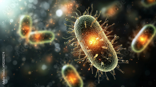 Vibrant magnified view of bacterial spores