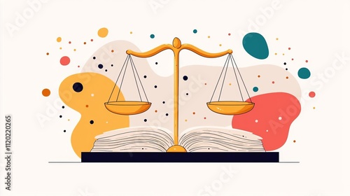 Illustration of scales of justice symbolizing law and equality on an artistic background. photo