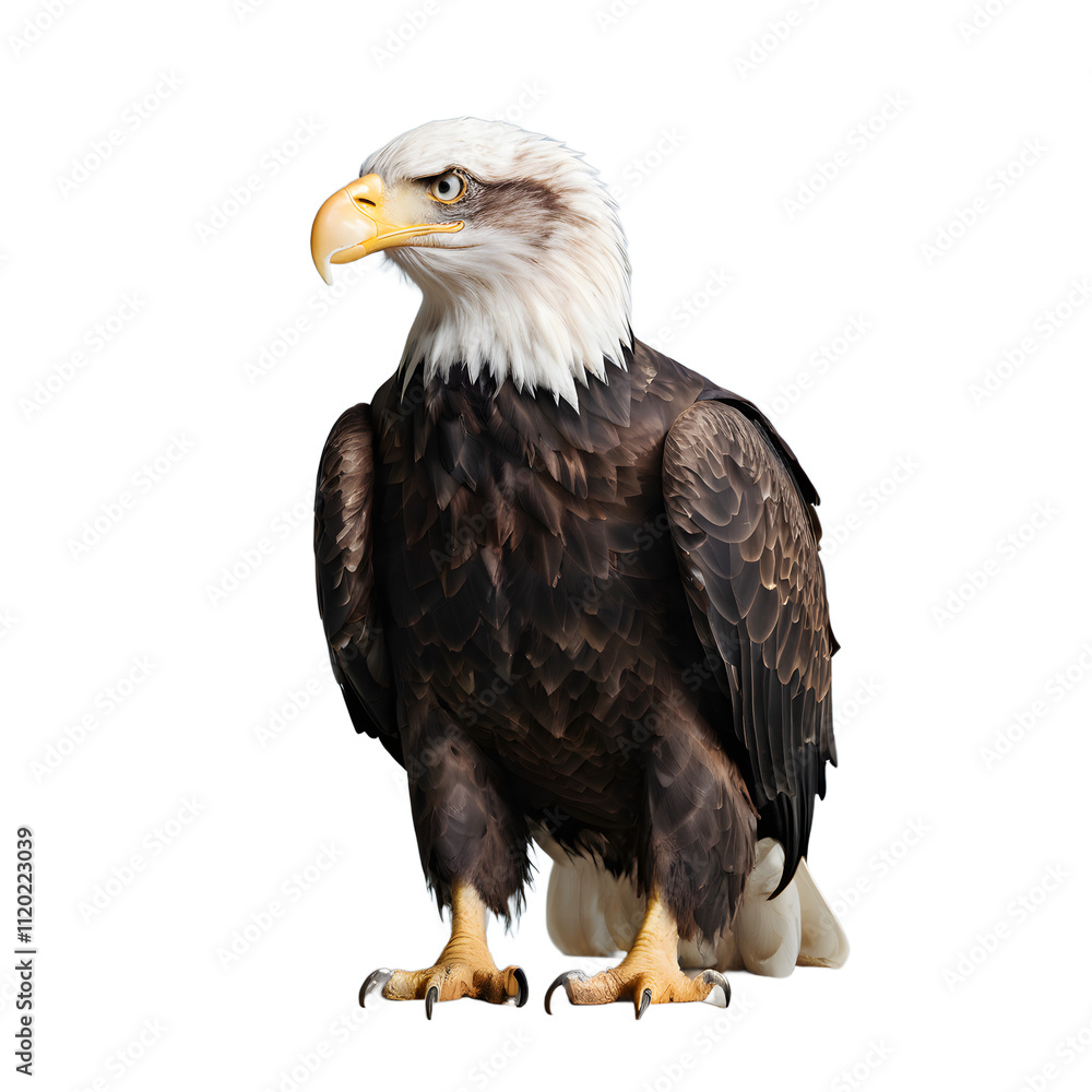 Obraz premium Detailed Bald Eagle with Transparent Background for Creative Design
