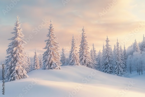 Wallpaper Mural Snowy winter landscape with soft sunrise light Torontodigital.ca