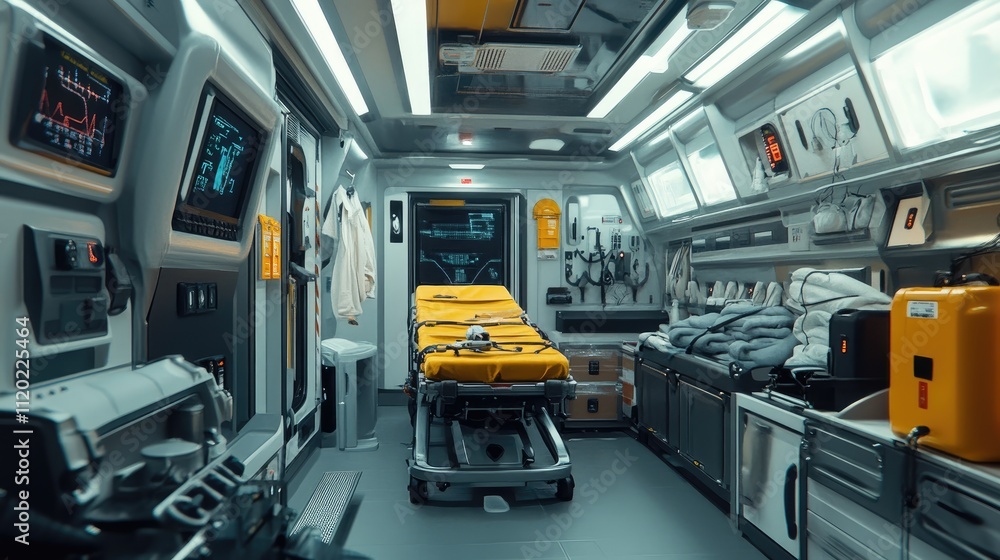 High-Tech Medical Emergency Room Interior with Medical Equipment High-Tech Medical Emergency Room Interior with Medical Equipment