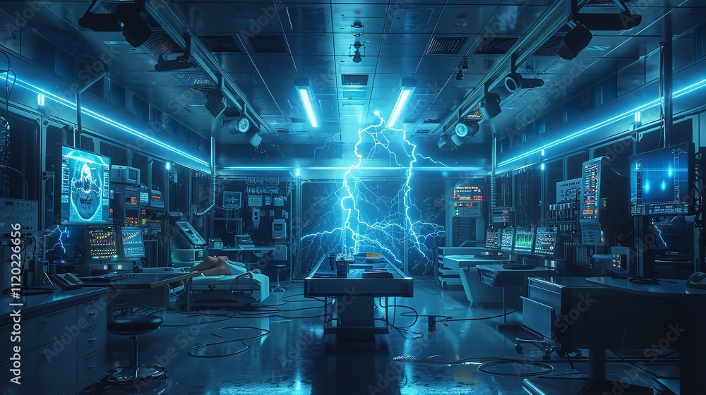 Nice medical science blue banner with blue lightning. Nice medical science blue banner with blue lightning.