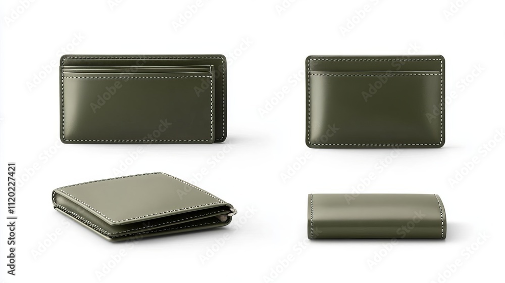 Olive Green Leather Card Holder Wallet Minimalist Design Fashion Accessory Product Photography Olive Green Leather Card Holder Wallet Minimalist Design Fashion Accessory Product Photography